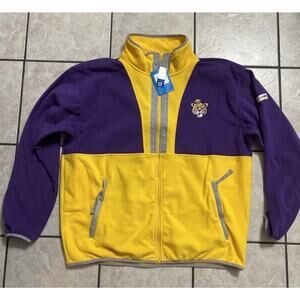 LSU Tigers Columbia Full Zip Up Jacket Mike Back Bowl Light Fleece Mens Size 2XL